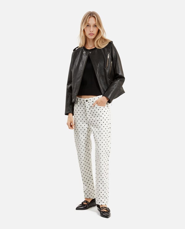 The Kooples WOMEN BEIGE GREY beige polka-dot skinny jeans