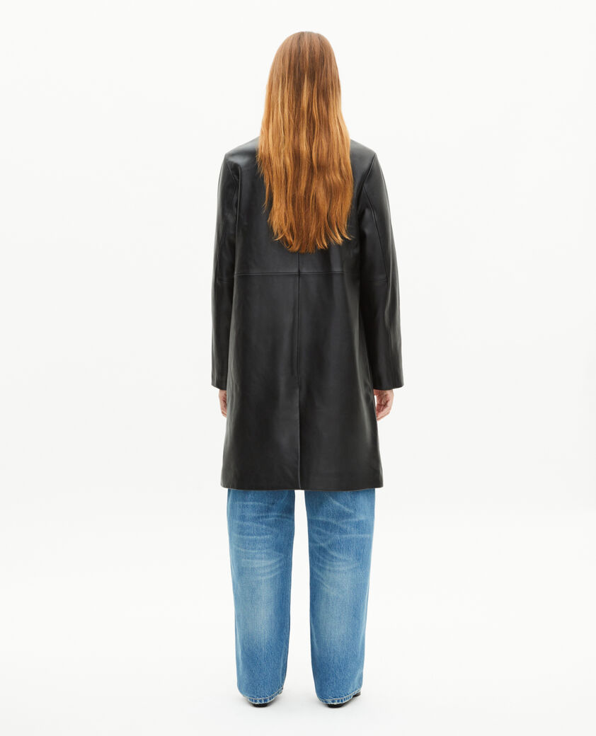 The Kooples WOMEN BLACK long black leather coat