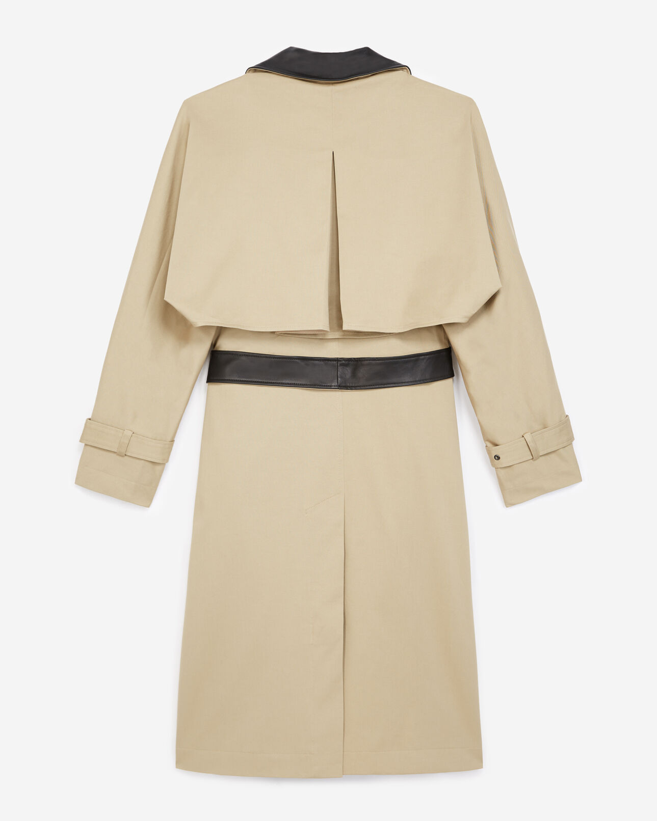 The Kooples DAMEN BEIGE halblanger beiger trenchcoat aus baumwolle