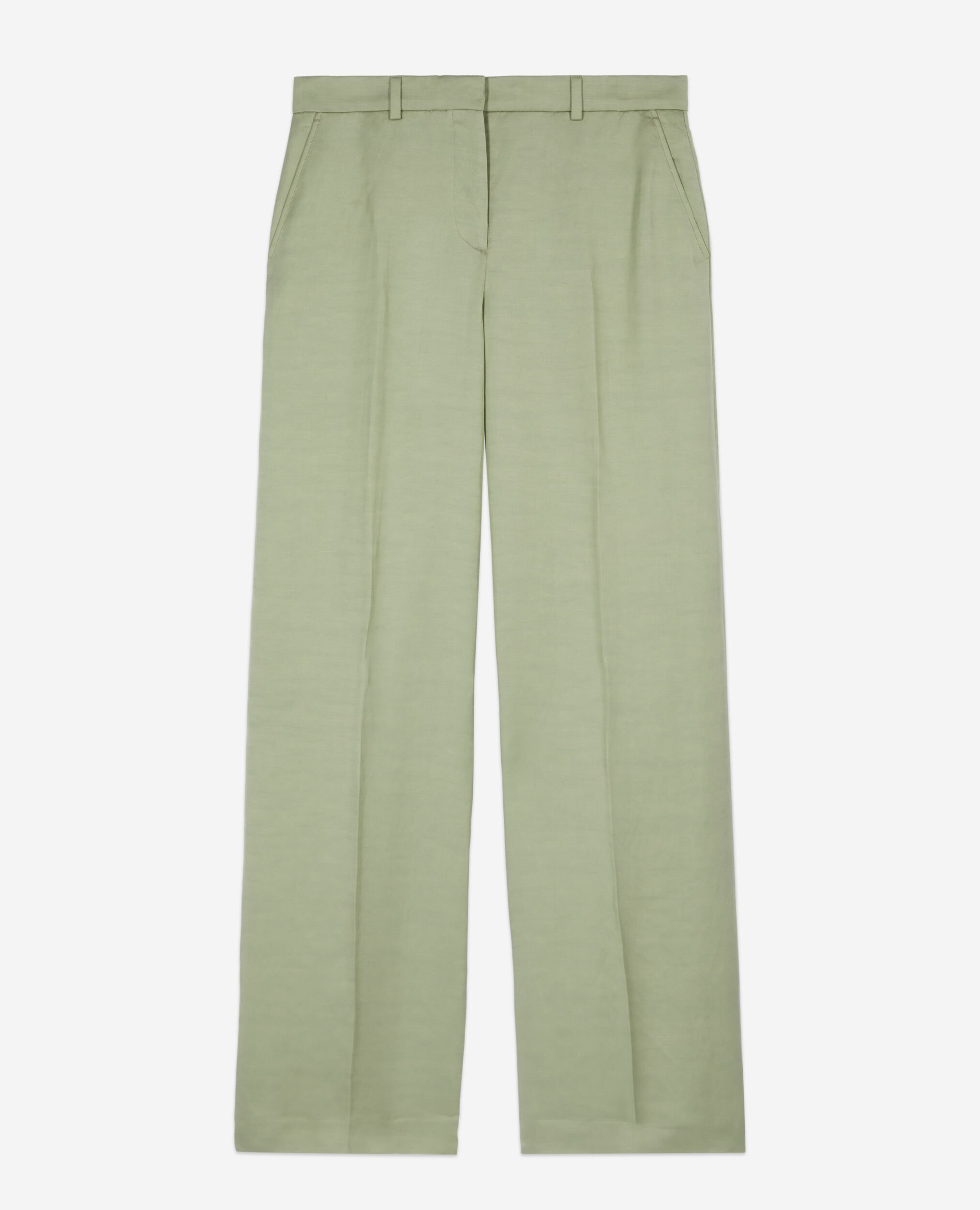 Pantalon tailleur en lin vert clair, KAKI GREY, hi-res image number null