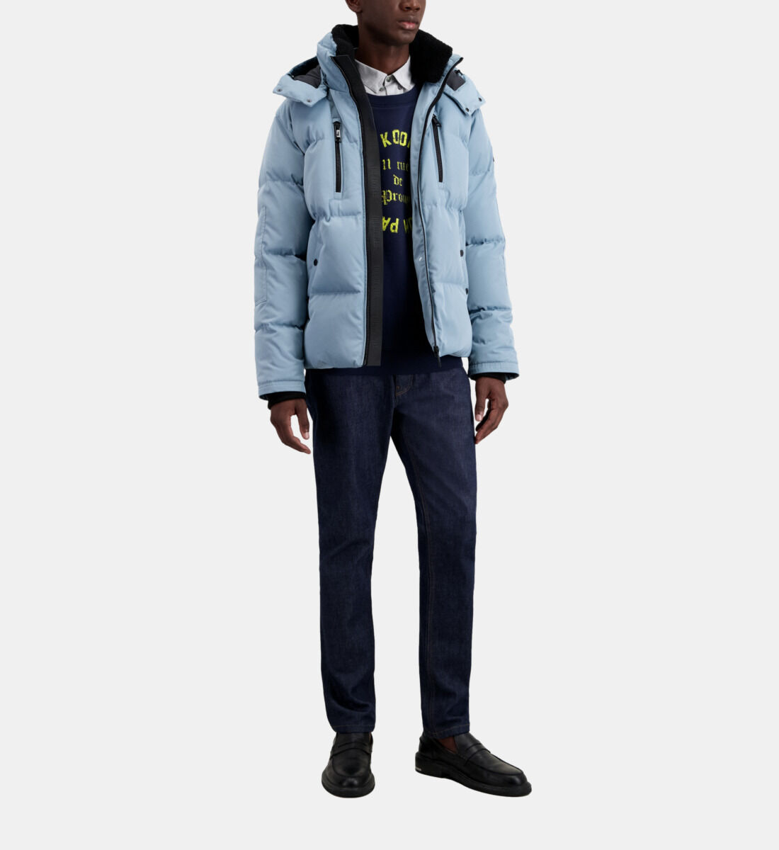 Blue hooded puffer jacket The Kooples