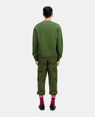 The Kooples MEN USED KAKI khaki sweatshirt with rock eagle serigraphy