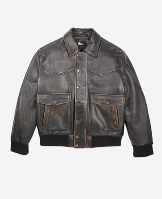 The Kooples MEN DARK BROWN brown leather jacket