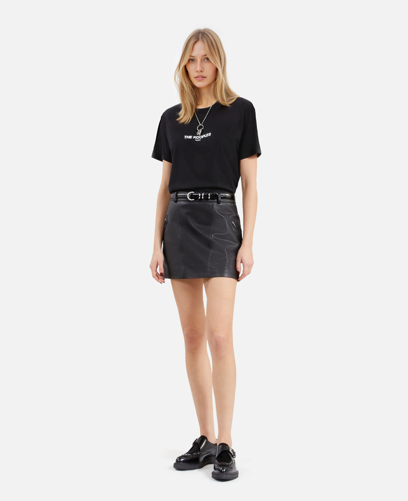 The Kooples DAMEN BLACK schwarzes t-shirt mit logo für damen