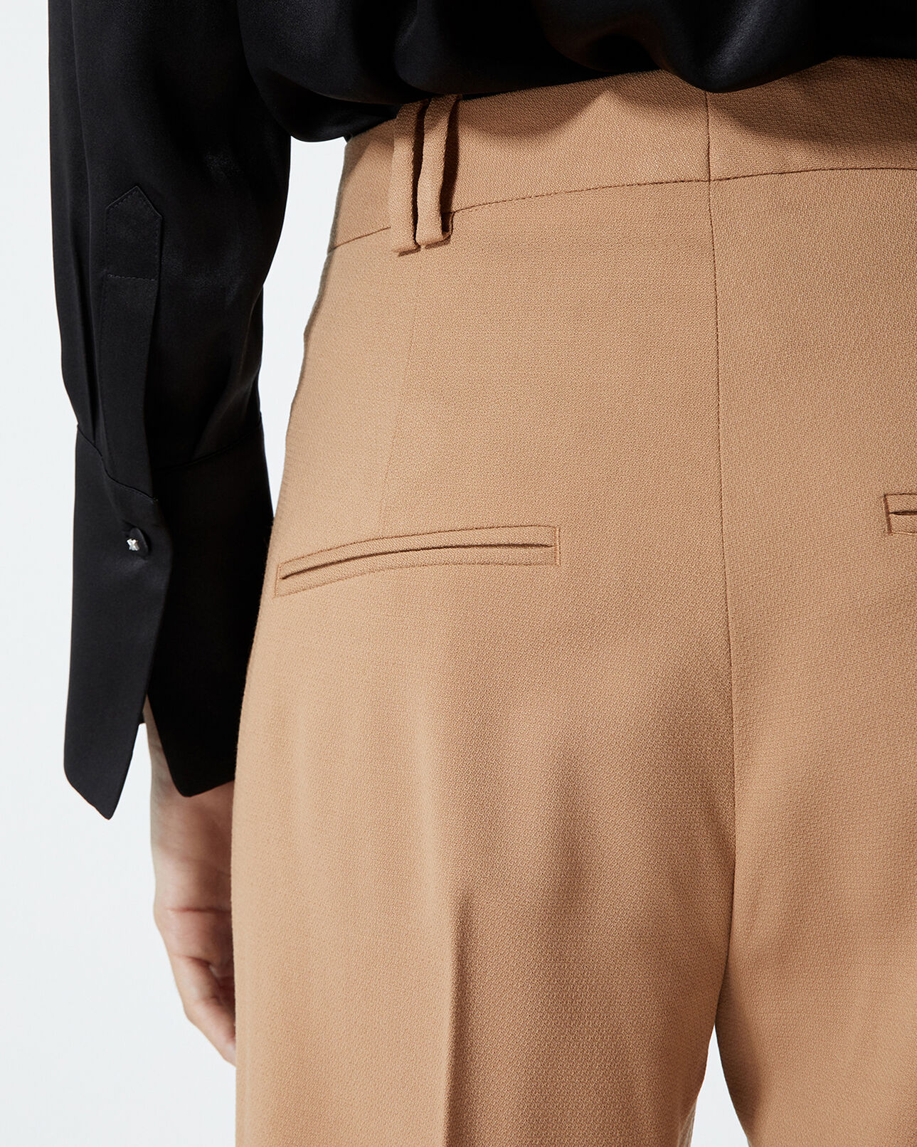 The Kooples WOMEN CAMEL straight wool camel pants w/pockets