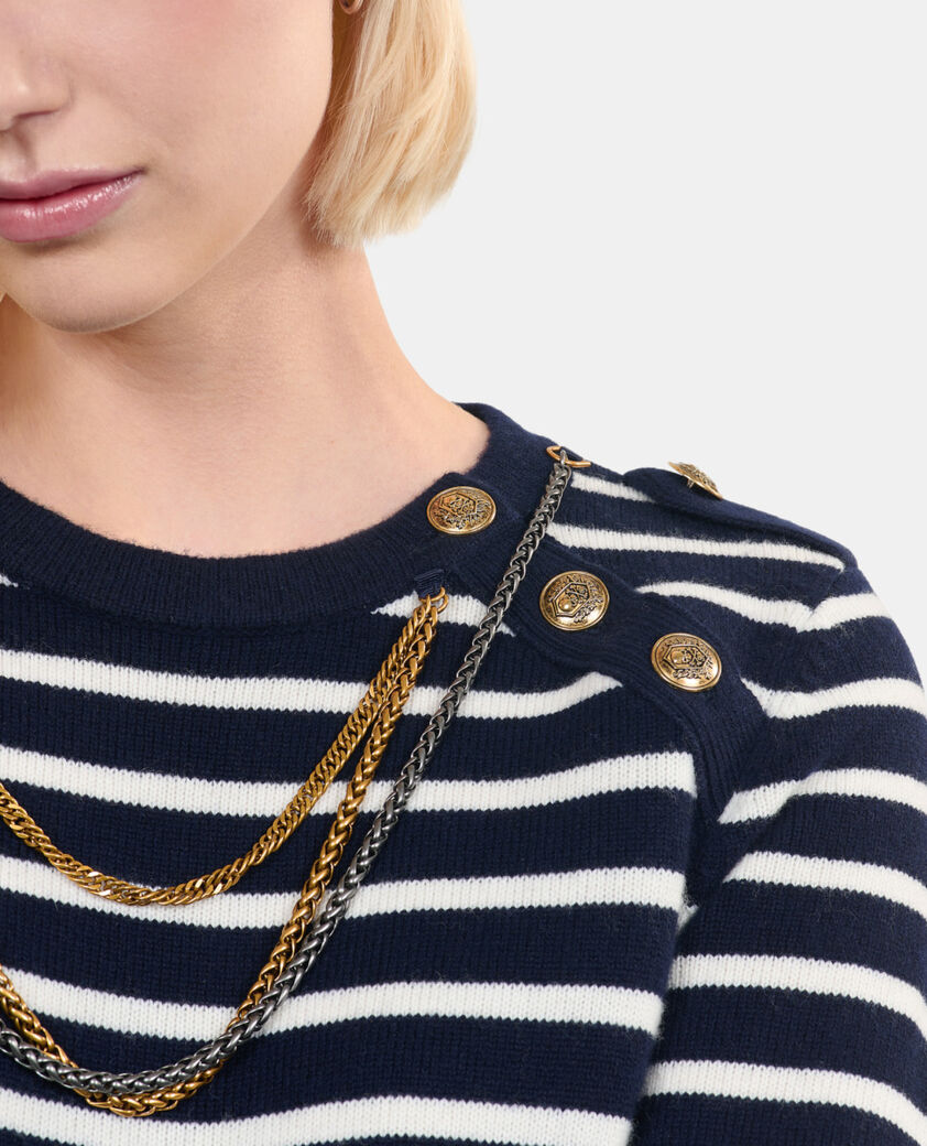 The Kooples FEMME WHITE / BLUE pull en laine à rayures