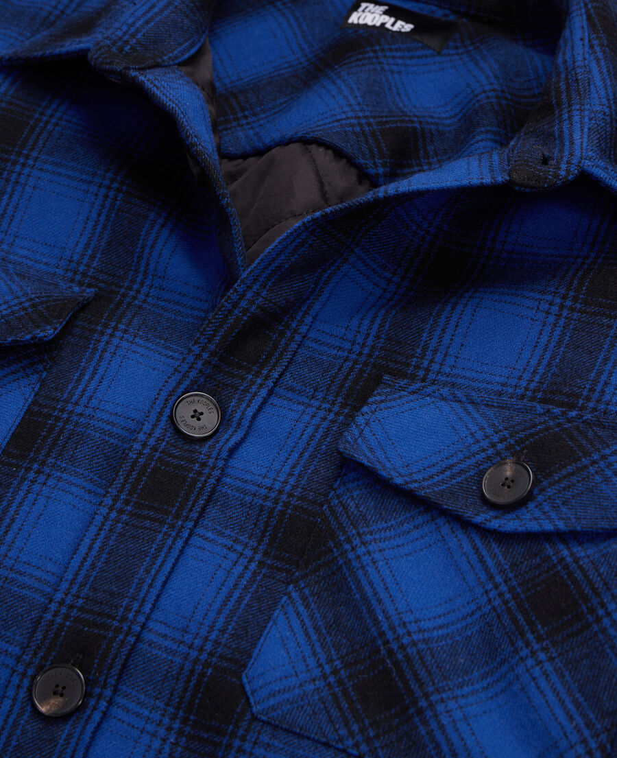 checkered wool-blend overshirt jacket