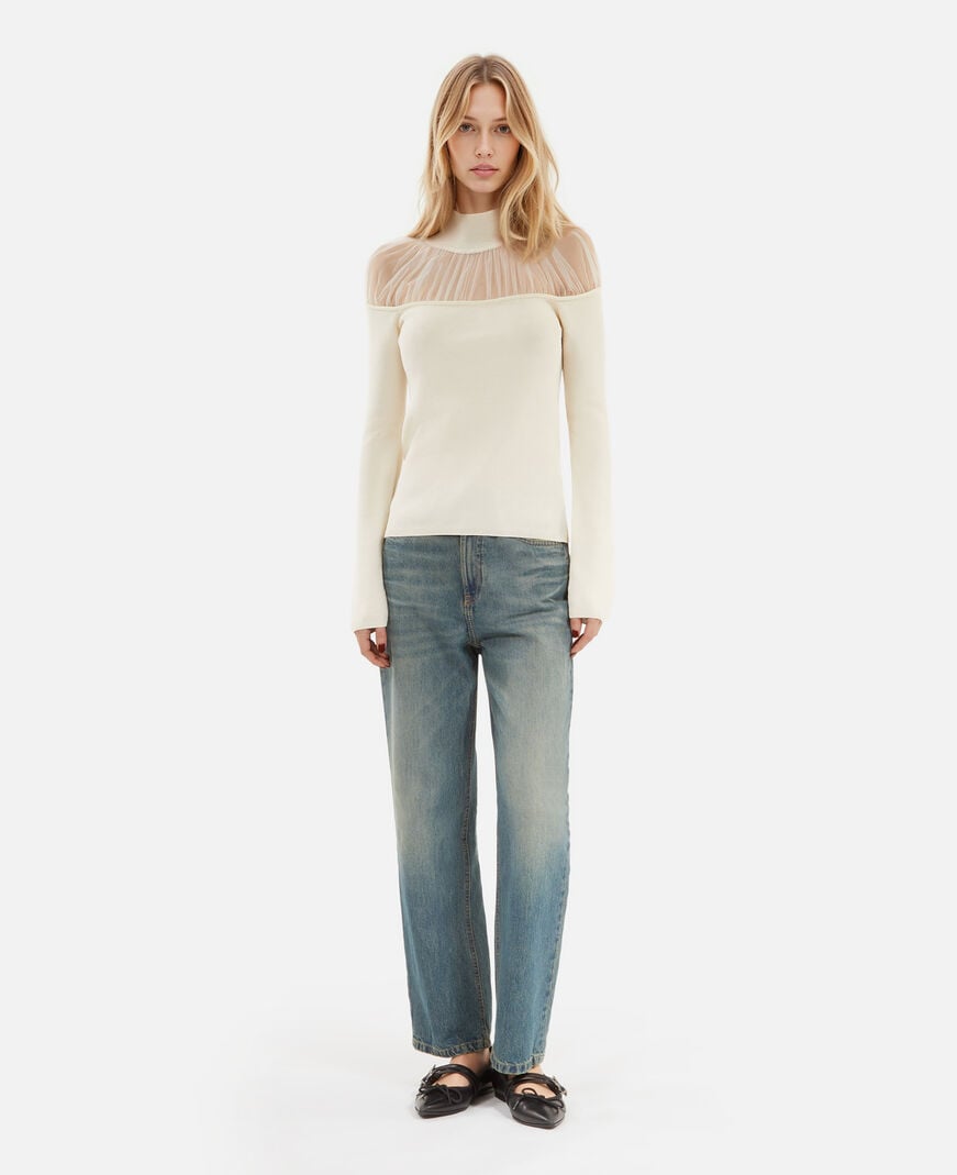 The Kooples FEMME ECRU pull avec fronces écru