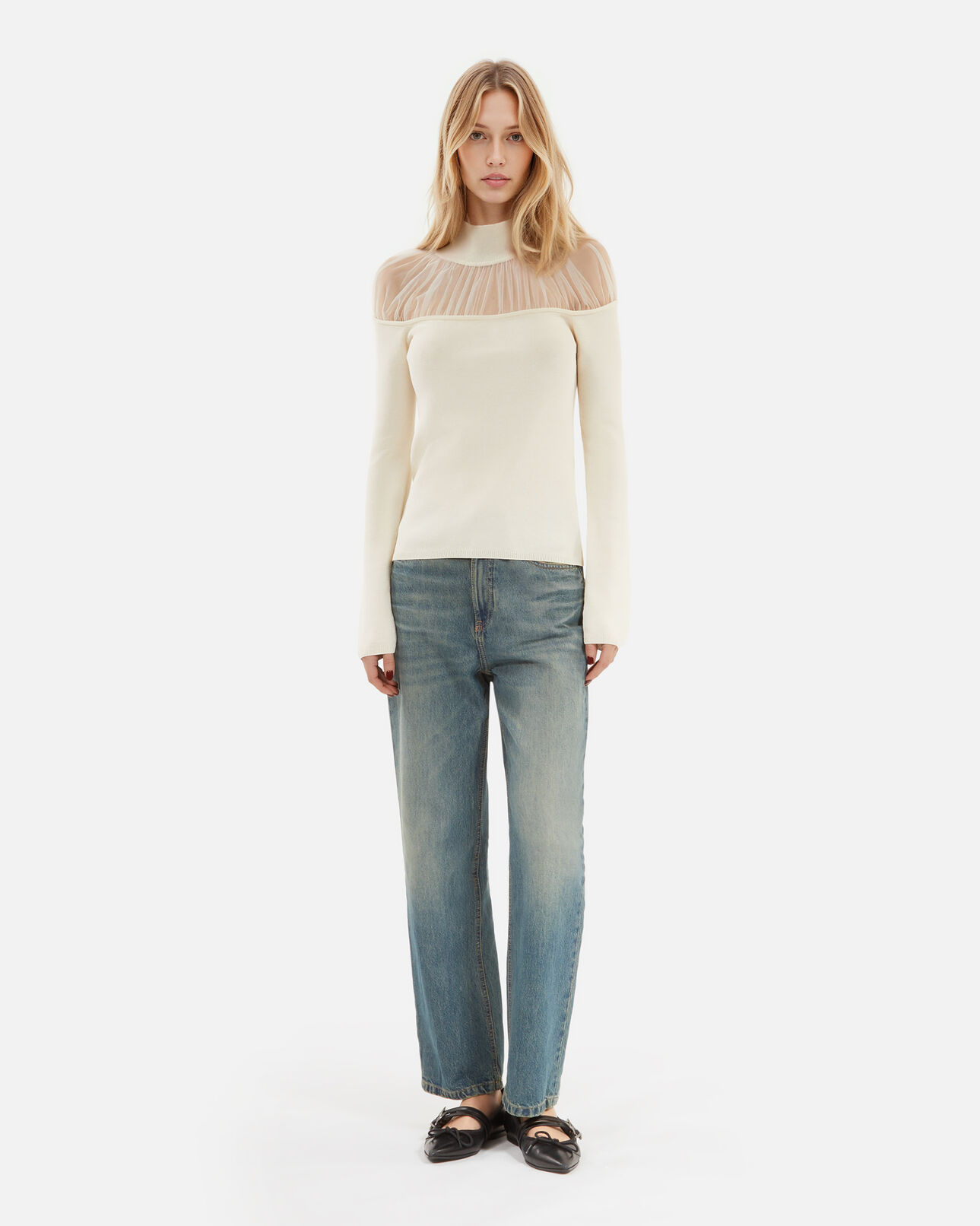 The Kooples FEMME ECRU pull avec fronces écru