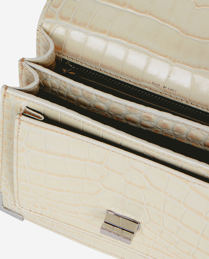 The Kooples WOMEN ECRU emily chain bag in ecru crocodile-effect leather