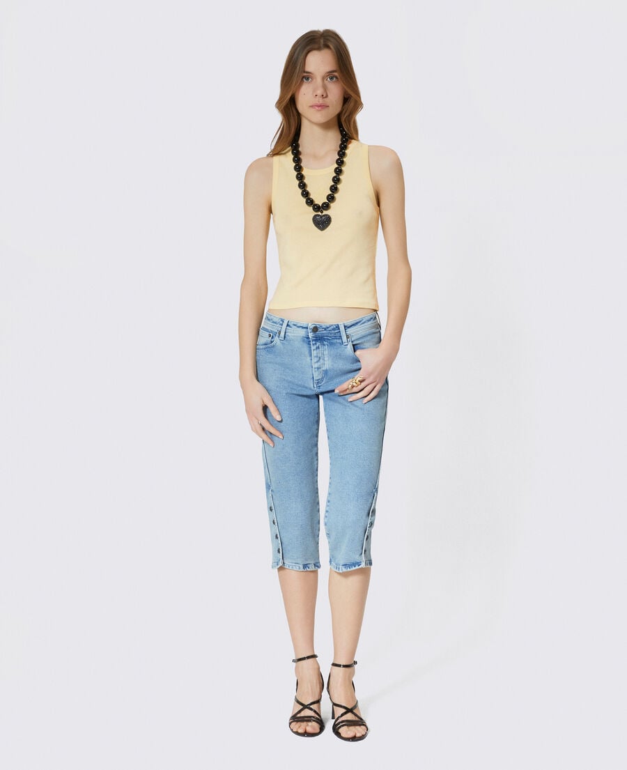 The Kooples FEMME BABY BLUE capri en denim bleu