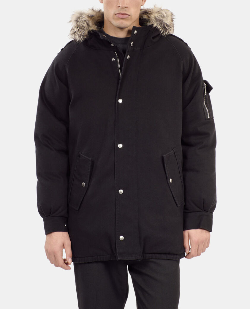 The Kooples HOMME BLACK parka à capuche noire