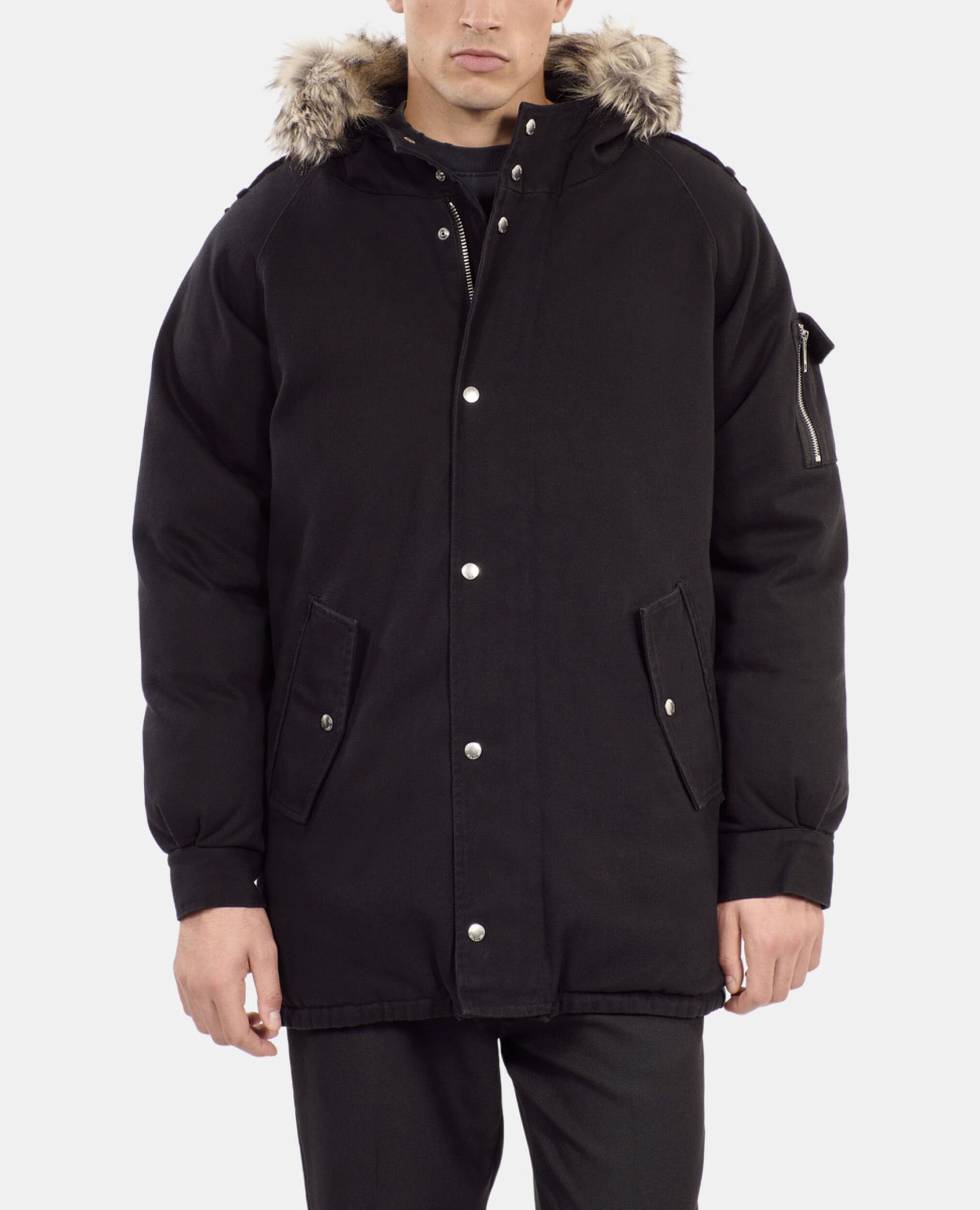 Schwarzer Parka mit Kapuze, BLACK, hi-res image number null