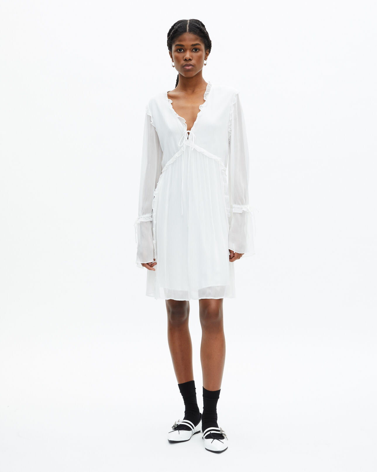 The Kooples FEMME ECRU robe courte avec volants écru