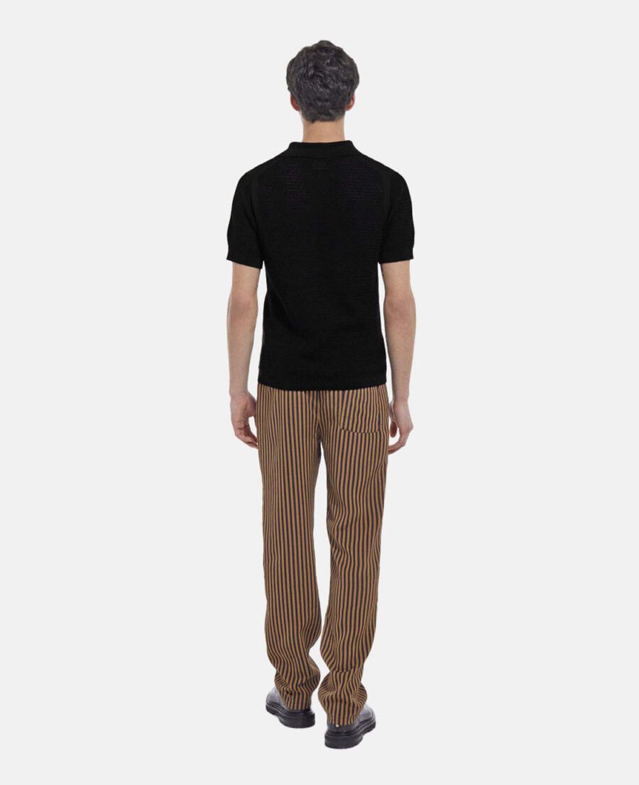 flowing straight-cut striped blue pants