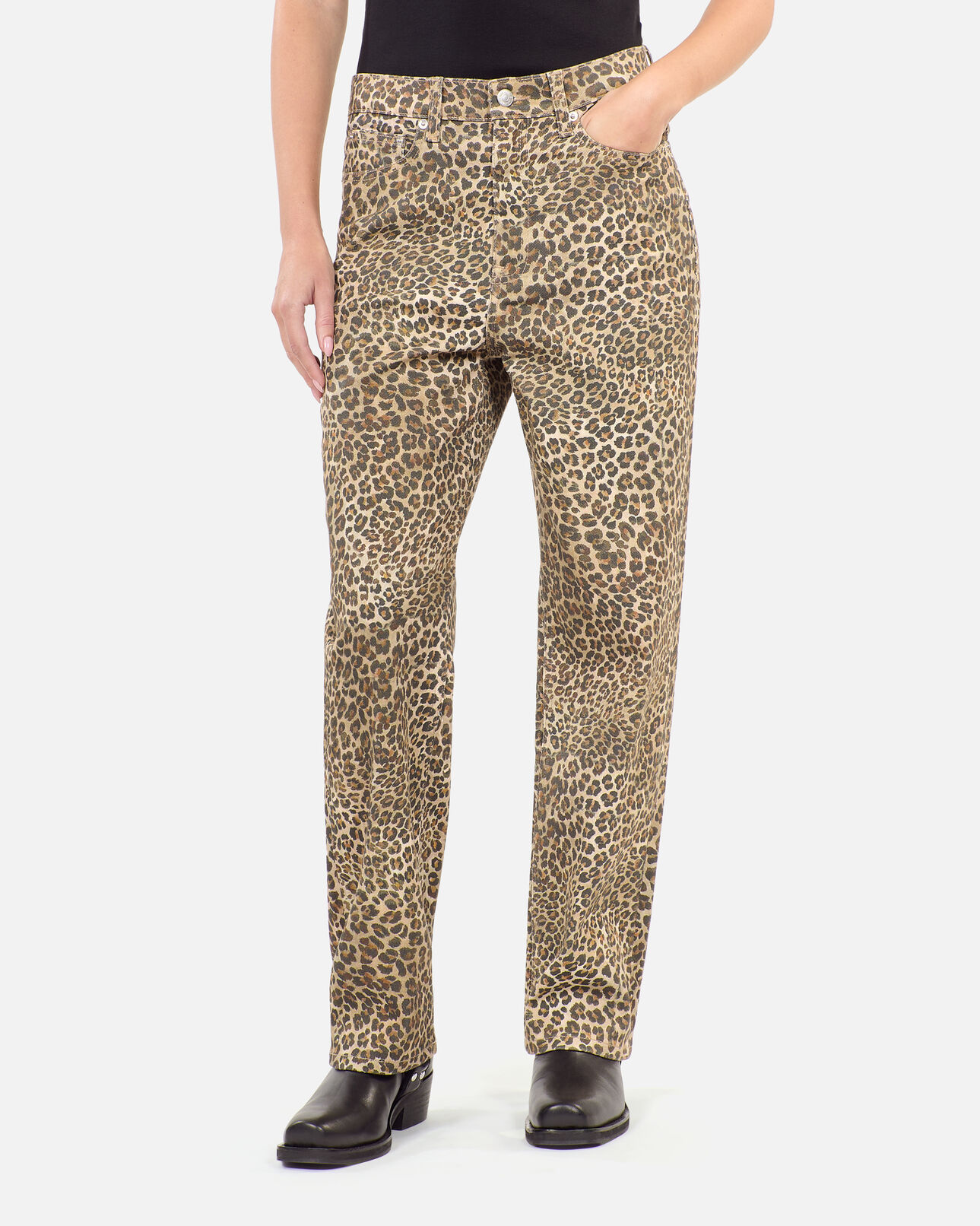The Kooples FEMME CHOCOLATE jean boyfriend imprimé léopard