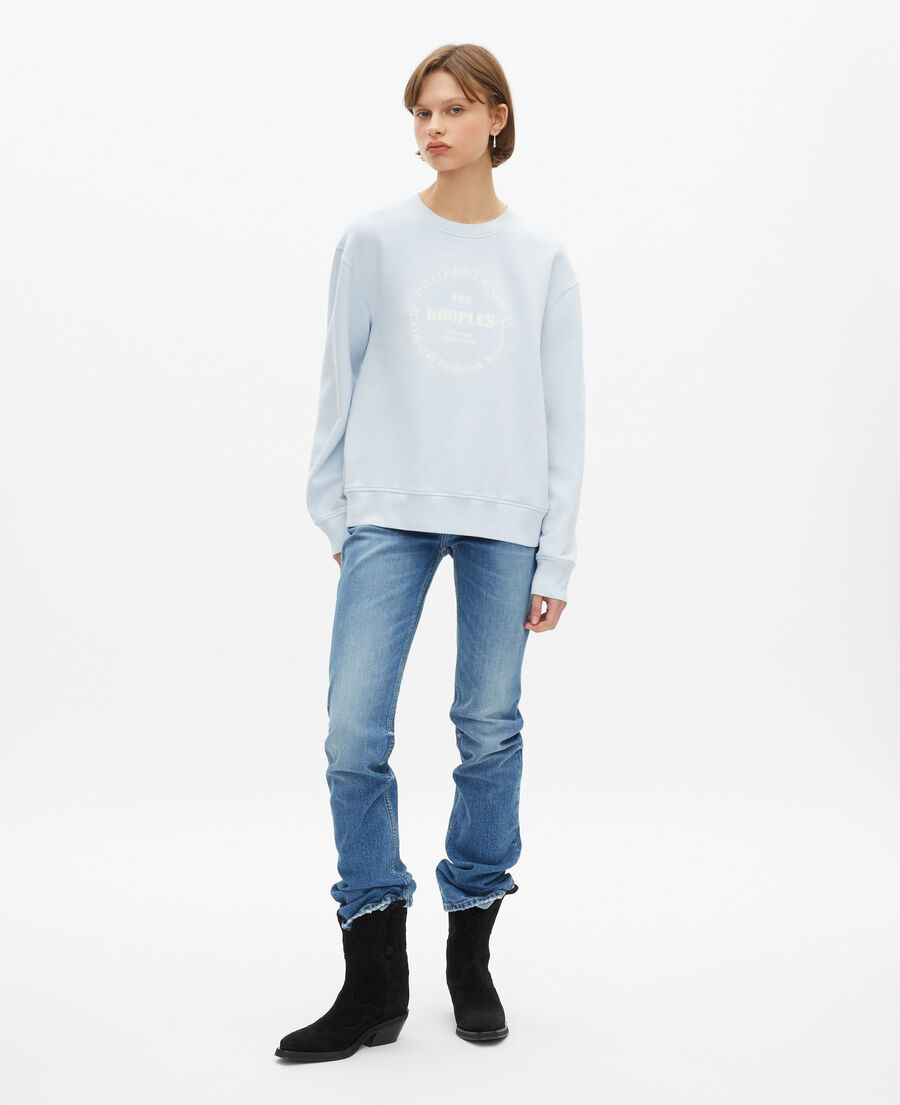 The Kooples FEMME LIGHT BLUE sweatshirt avec sérigraphie bleu clair