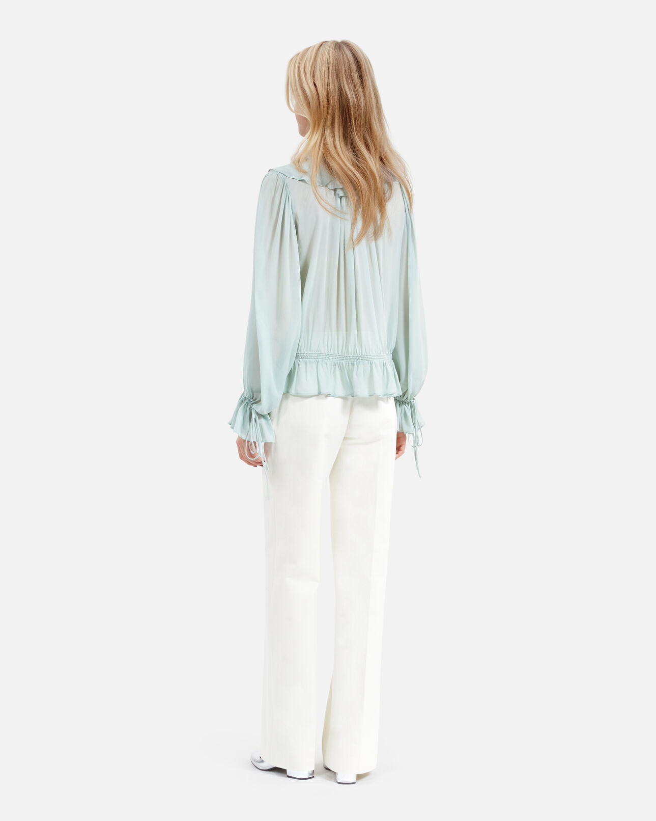 The Kooples FEMME BLUE/GREEN blouse volanté bleu