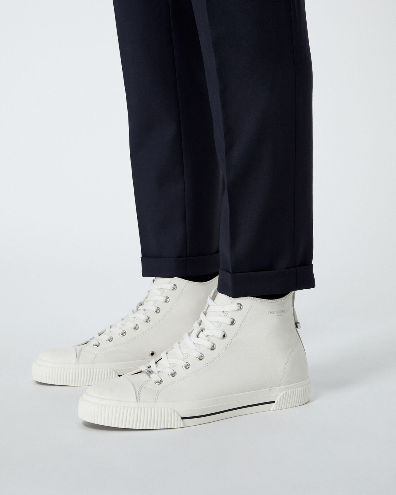 The Kooples HOMME WHITE baskets montantes blanches cuir lisse