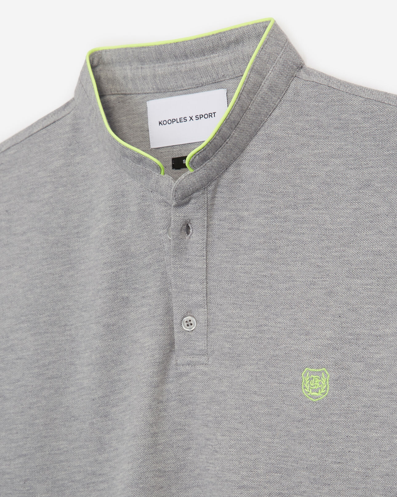 The Kooples MEN MID GREY / PETROL BLUE light grey polo shirt, cotton w/yellow edging