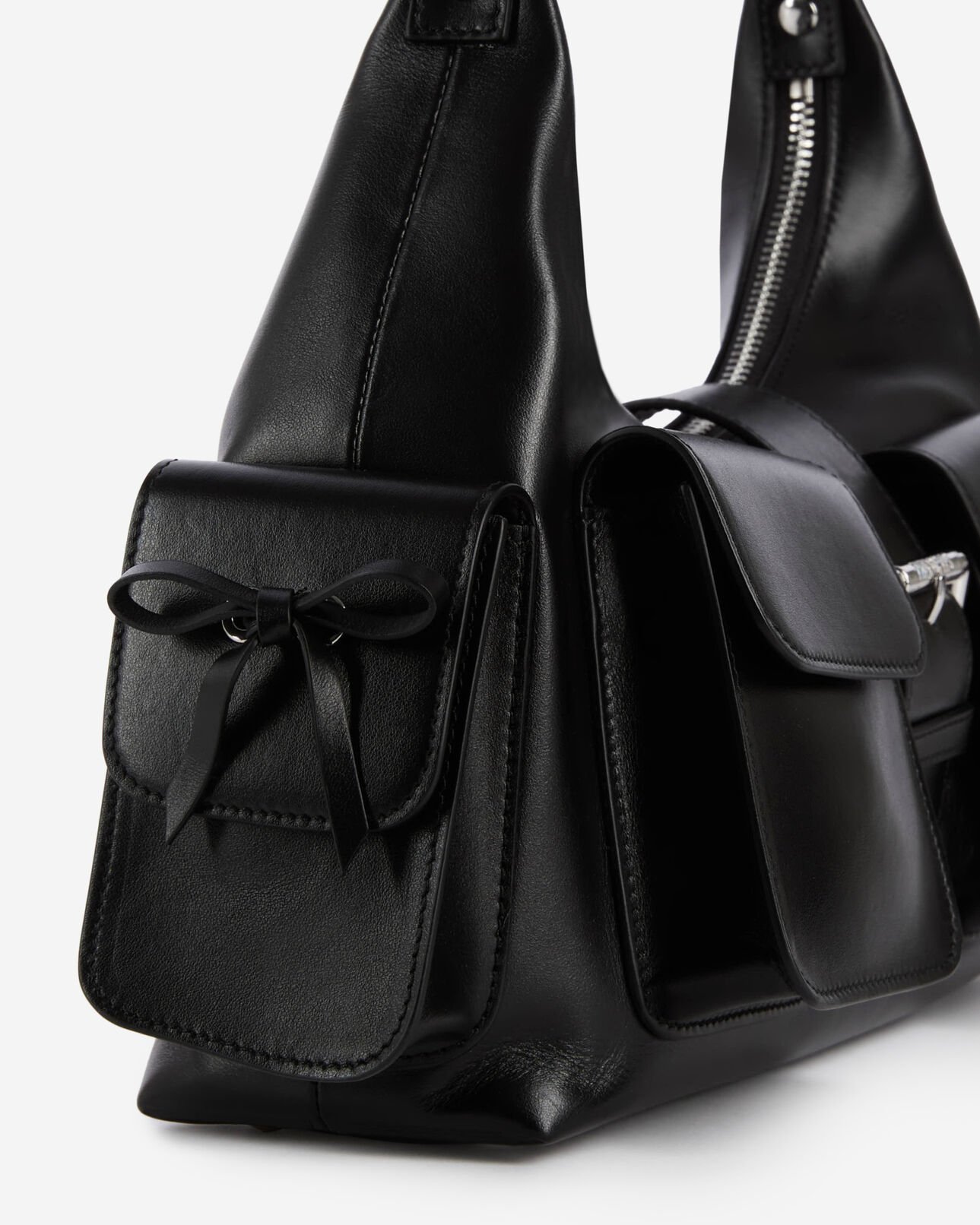 The Kooples WOMEN BLACK amelia bag with chain in black smooth leather
