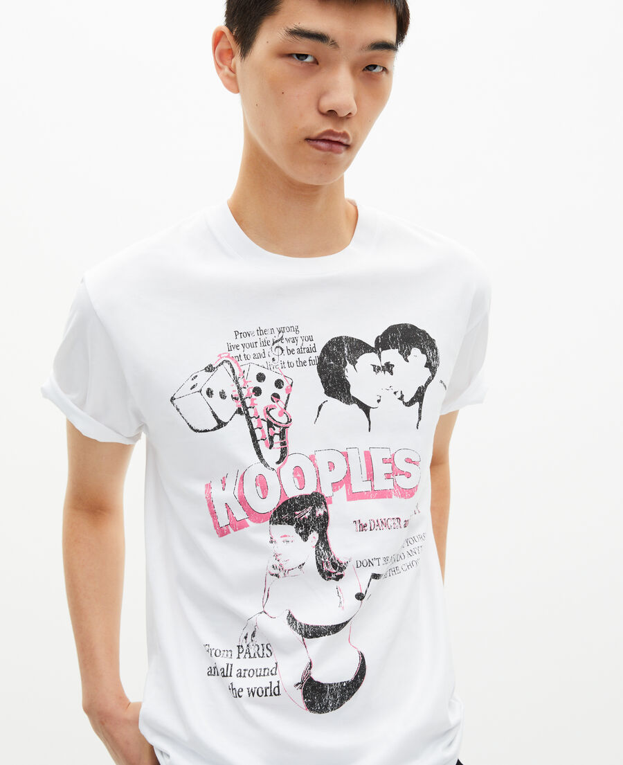 The Kooples MEN WHITE t-shirt with white screen print