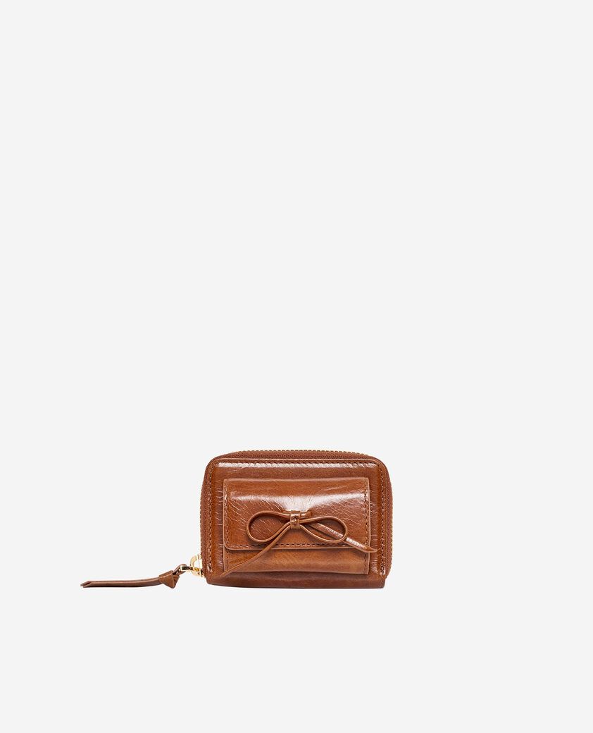 The Kooples FEMME BROWN porte monnaie amelia en cuir marron