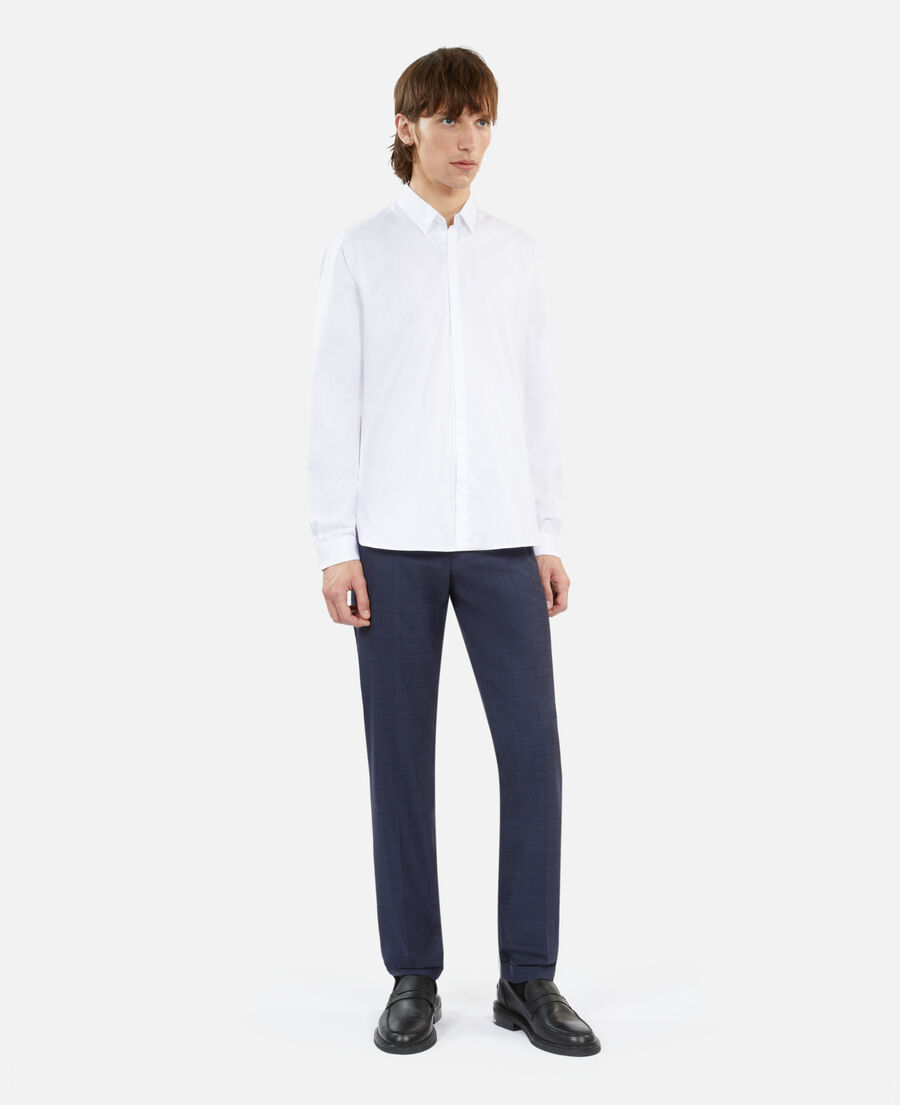 camisa algodón blanca con cuello clásico