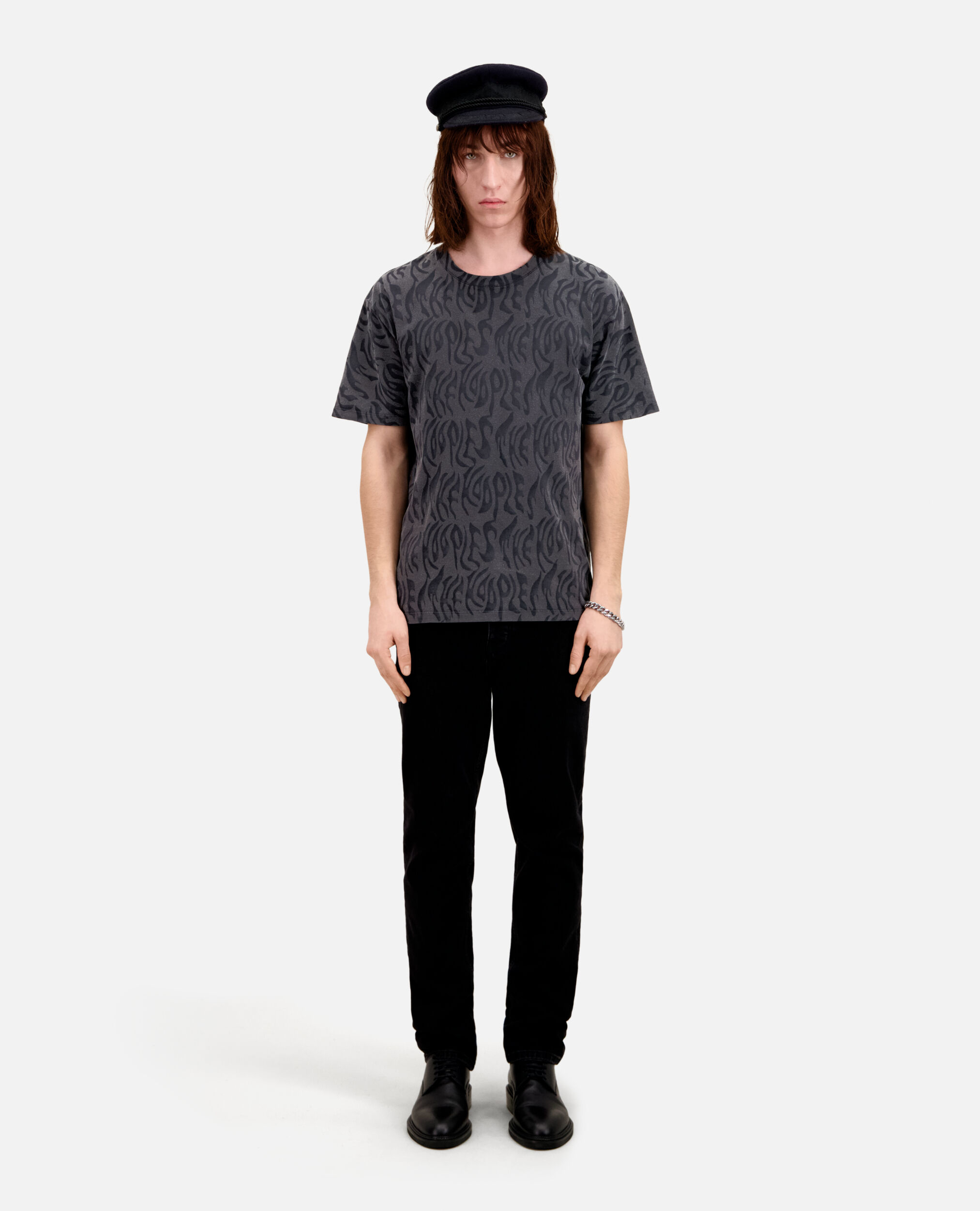 Men's printed t-shirt, BLACK WASHED, hi-res image number null