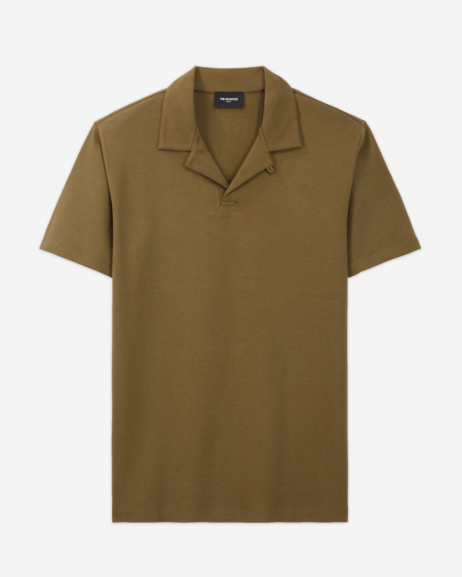 Khaki cotton polo with Cuban collar, KAKI, hi-res image number null