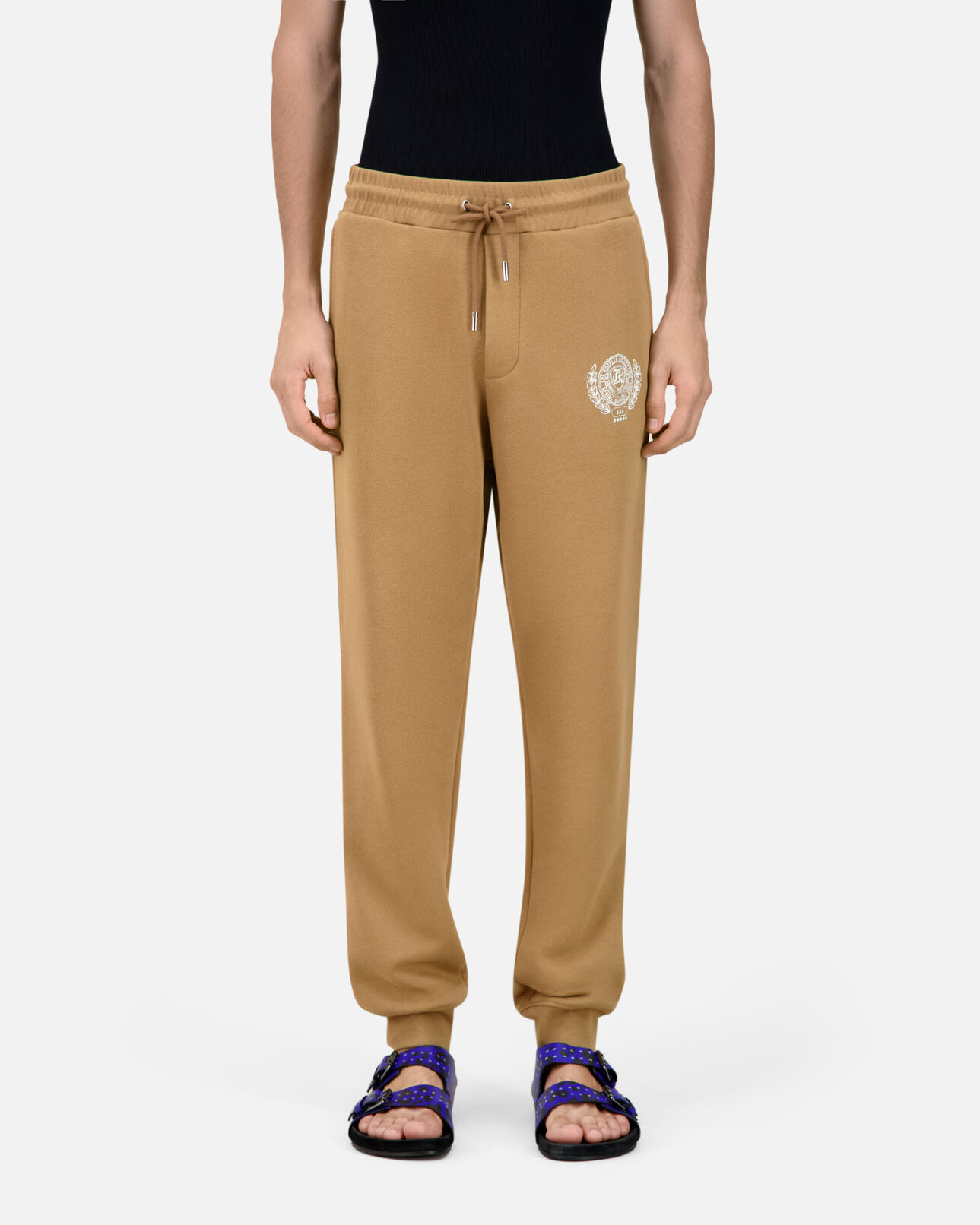 The Kooples MEN LIGHT BROWN camel logo tracksuit trousers