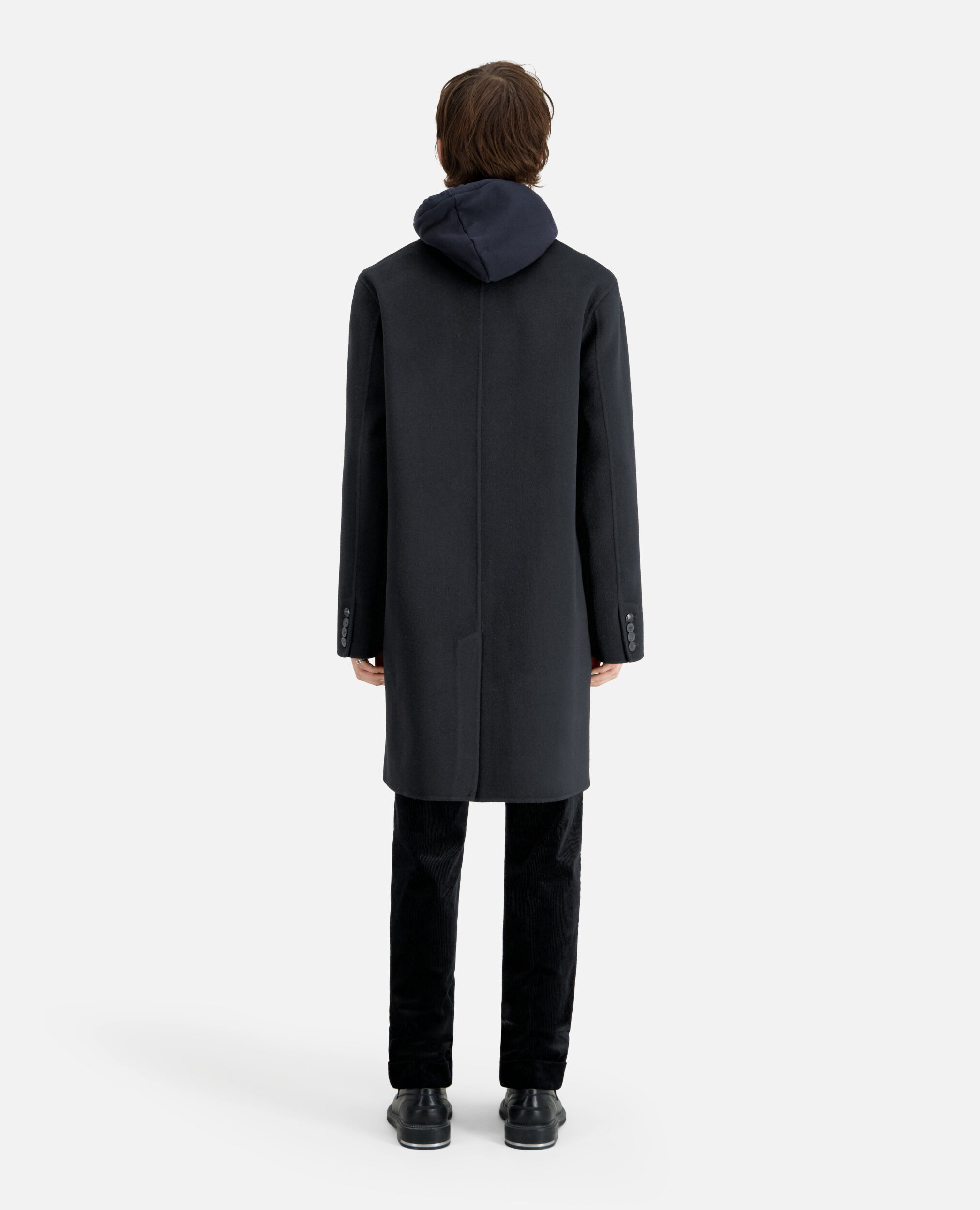 Wool-blend mid-length black coat, BLACK NAVY, hi-res image number null