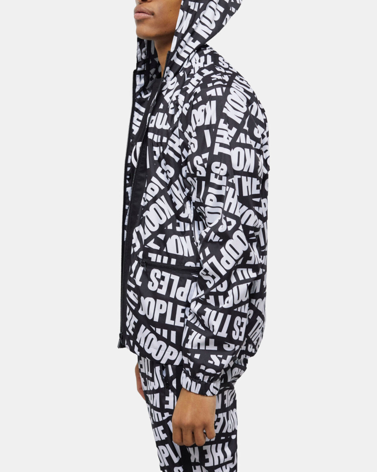The Kooples MEN BLACK / WHITE windbreaker with tape logo
