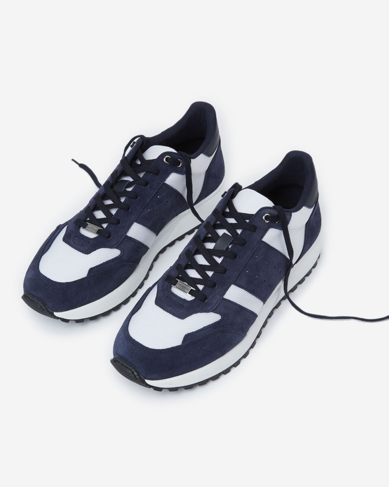 The Kooples HOMBRE BEIGE / NAVY zapatillas blancas y azules retro piel malla