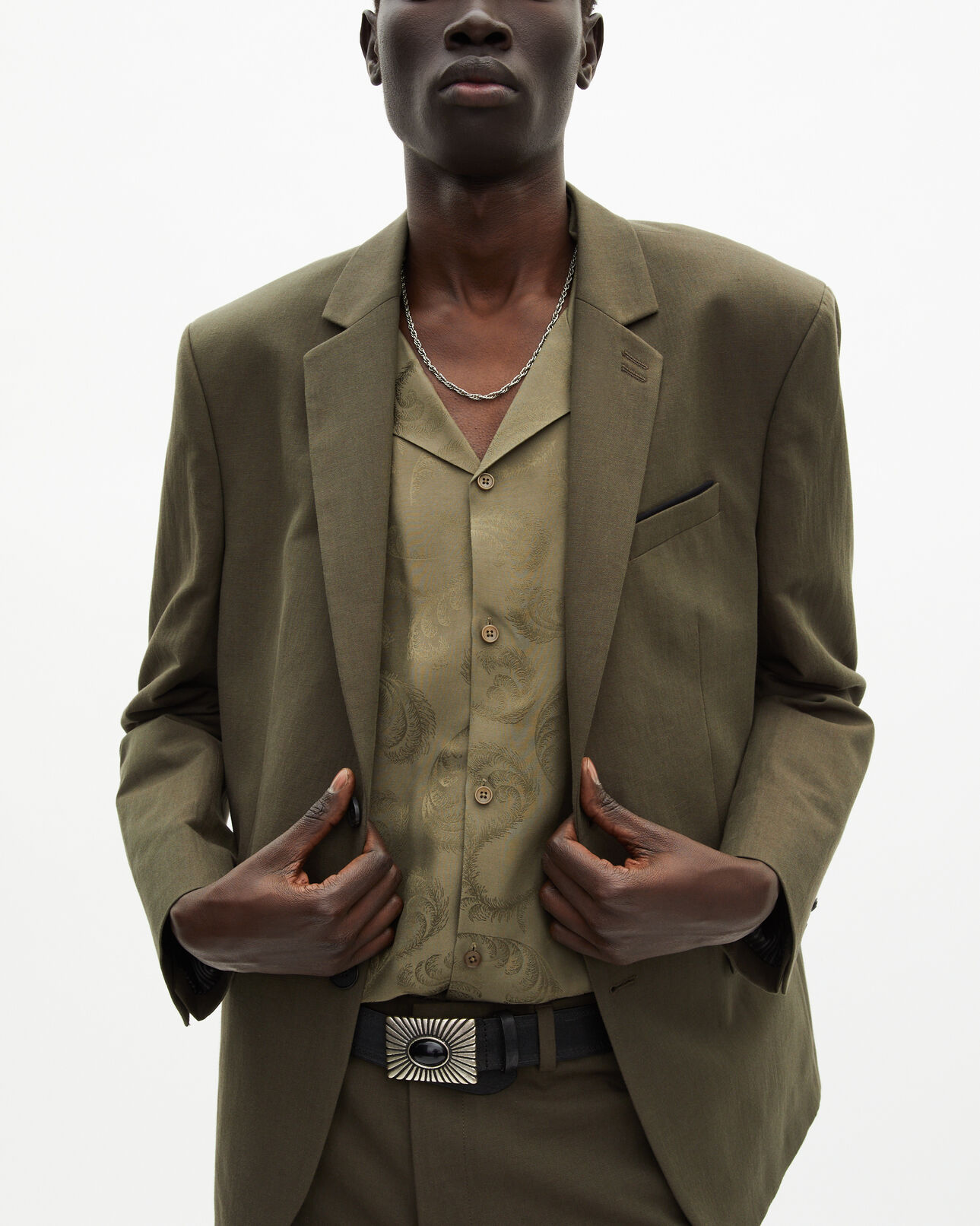 The Kooples MEN KAKI khaki cotton - linen suit jacket