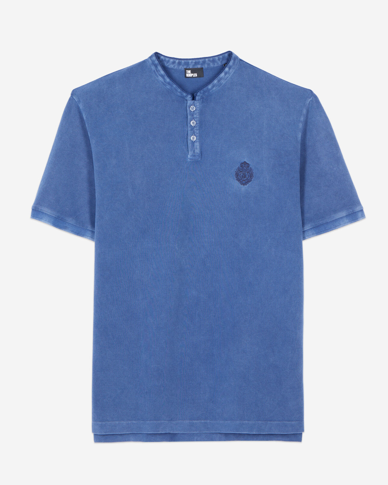 The Kooples MEN BLUE BRUT blue piqué cotton polo t-shirt