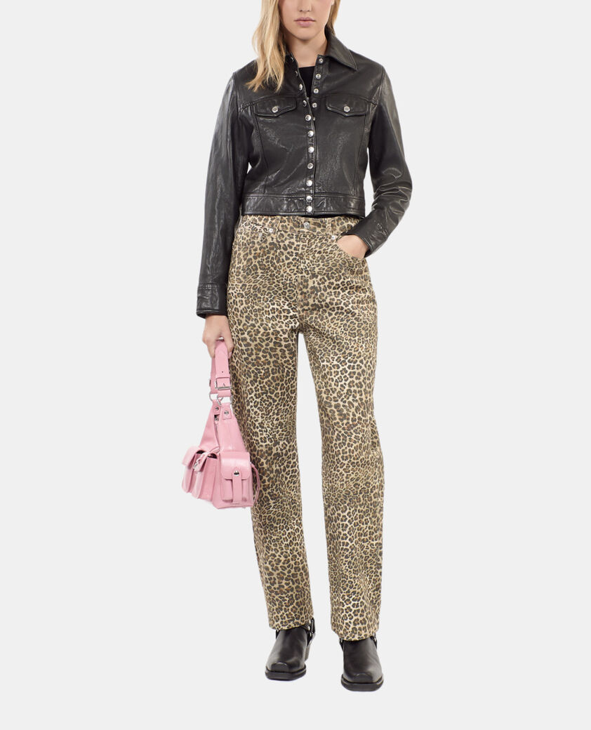 The Kooples FEMME CHOCOLATE jean boyfriend imprim&eacute; l&eacute;opard