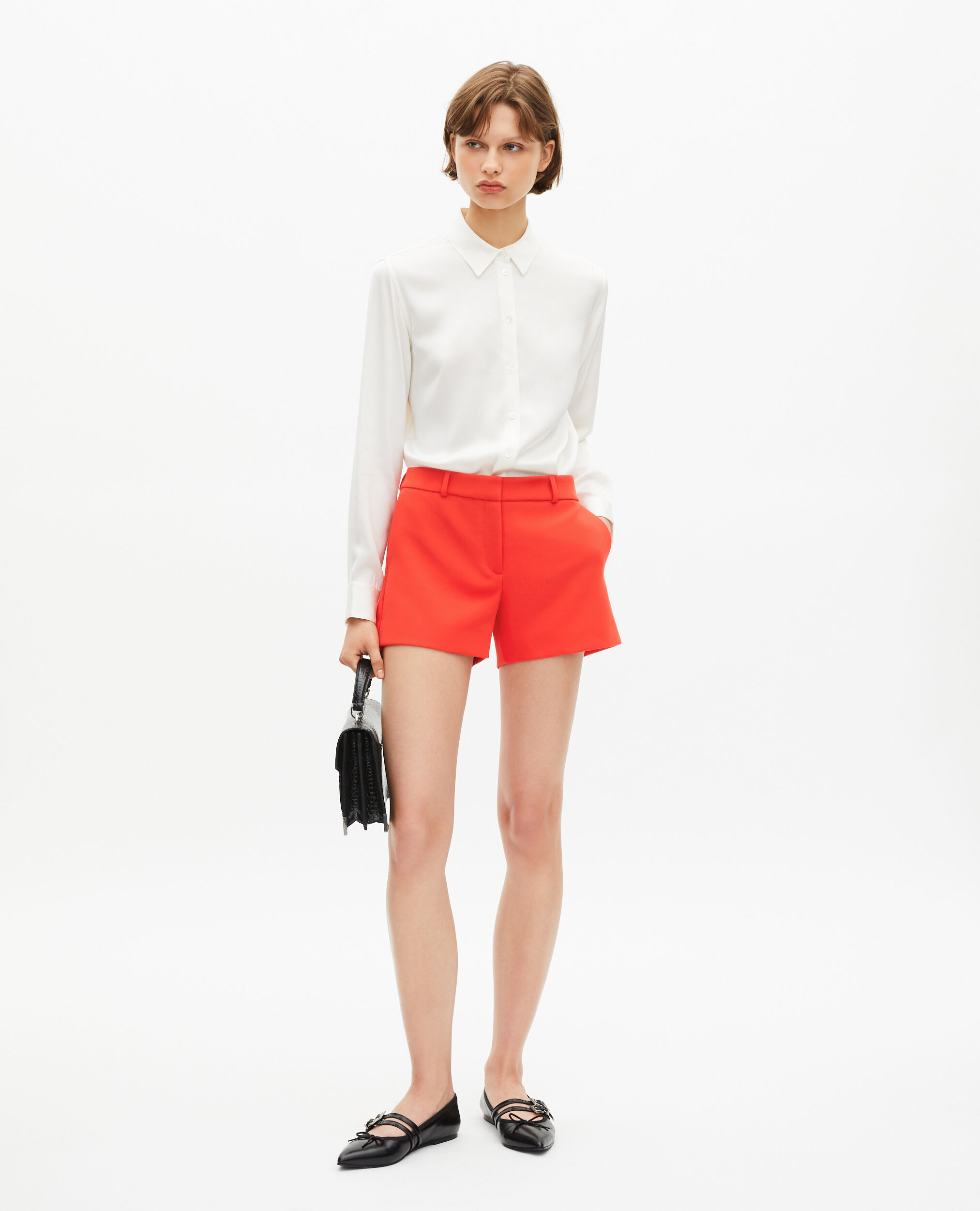 Short tailleur orange en crêpe, ORANGE, hi-res image number null
