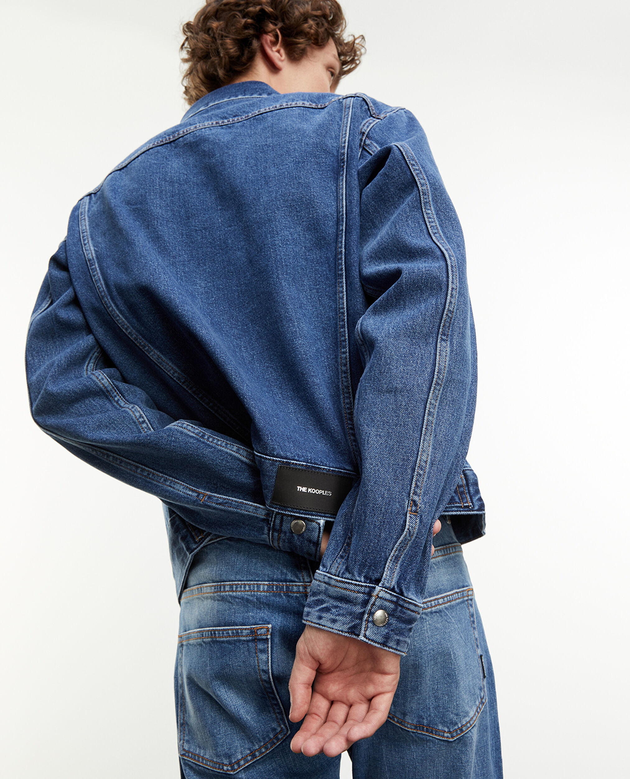 Blue denim jacket with press studs, BLEU INDIGO, hi-res image number null