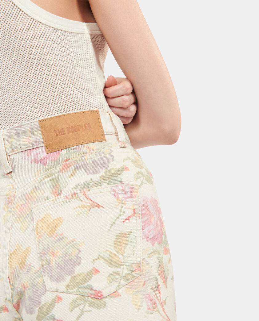 The Kooples F ECRU floral printed boyfriend jeans