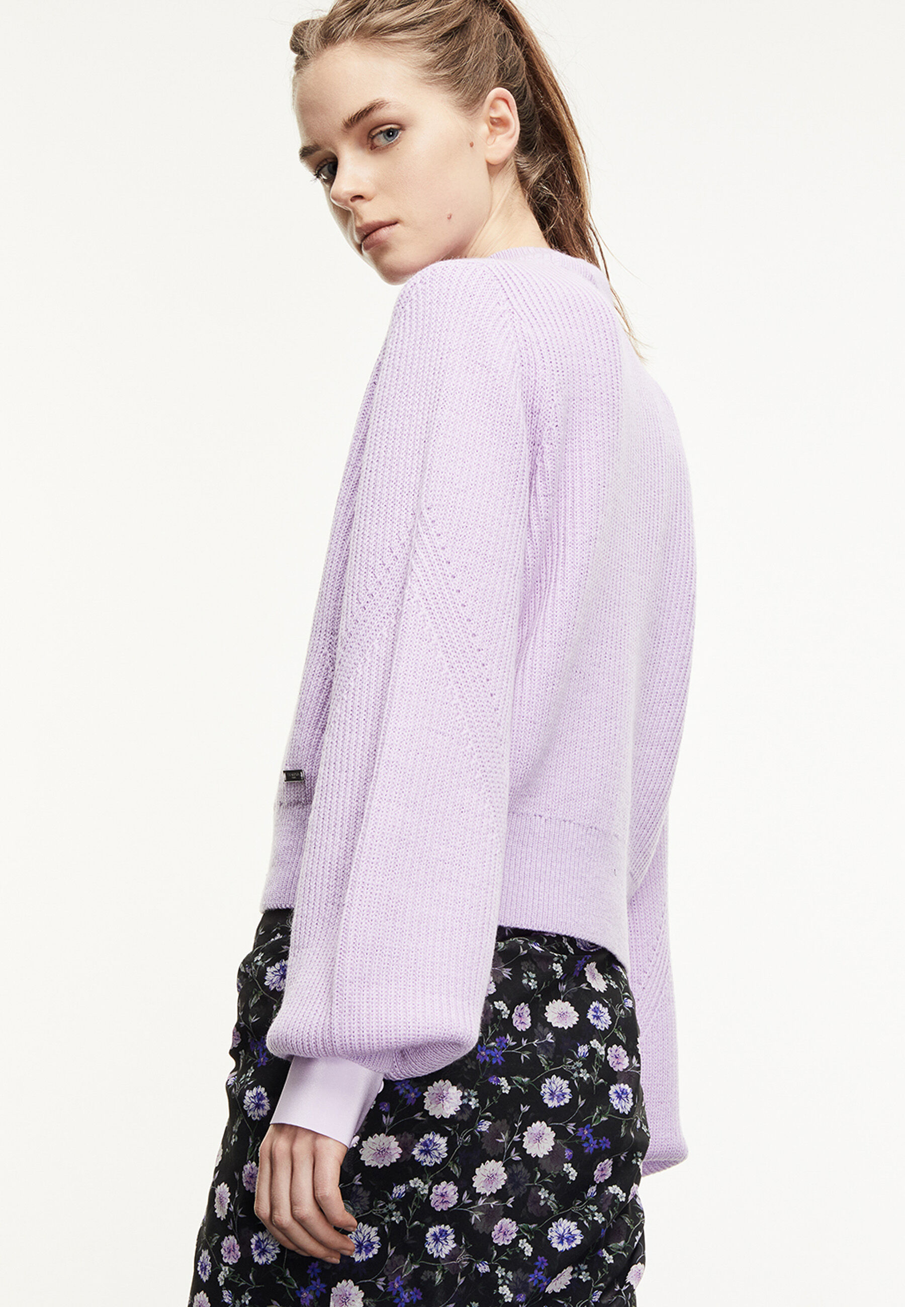 Lilac jumper with stand up collar The Kooples US