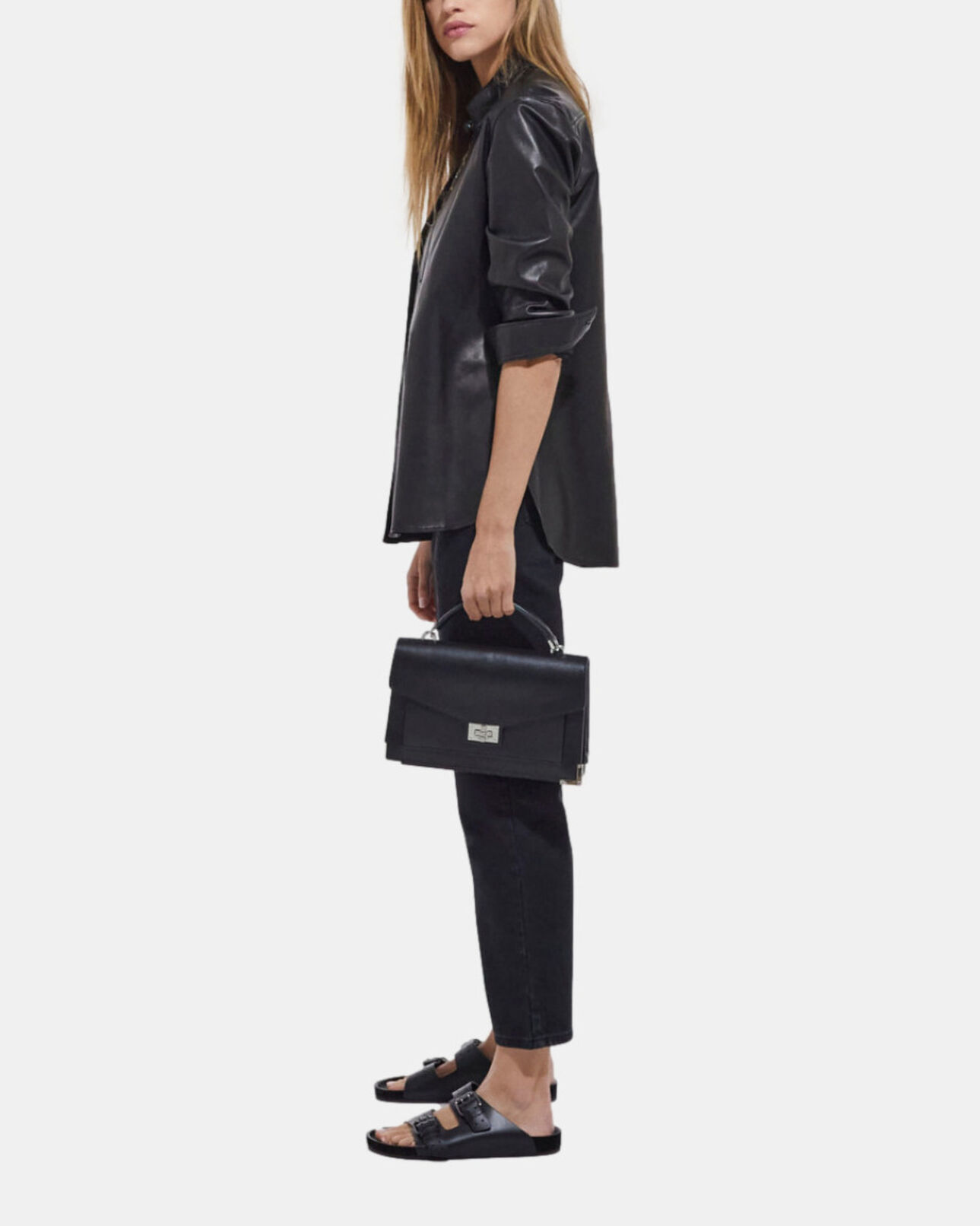 The Kooples DAMEN BLACK STONE schwarze mittelgroße handtasche emily