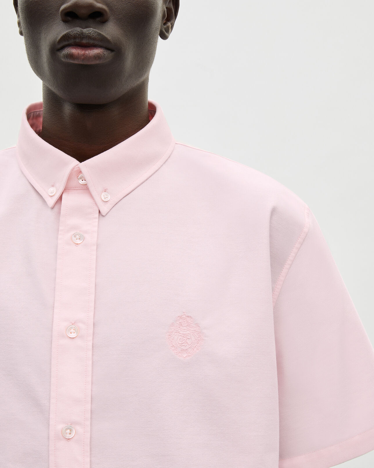The Kooples MEN PALE PINK short-sleeved pink shirt