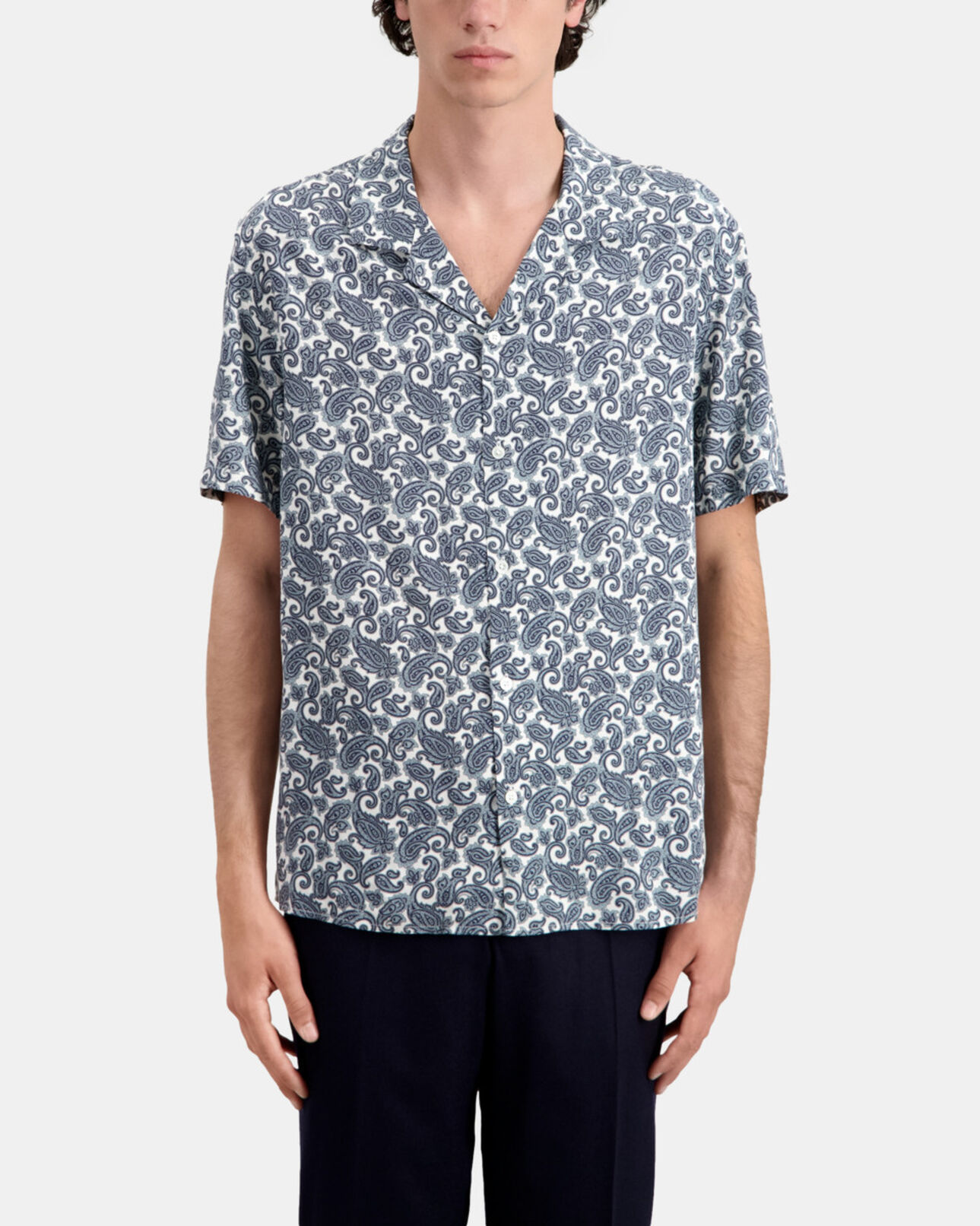 The Kooples MEN WHITE - BLUE short sleeved printed shirt