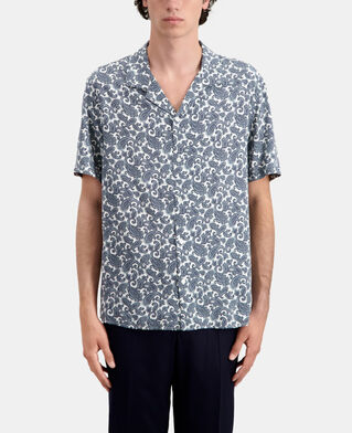 The Kooples HERREN WHITE - BLUE kurzärmeliges hemd mit print 