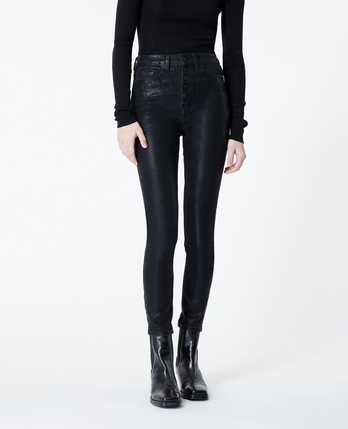 Jean noir enduit femme deals