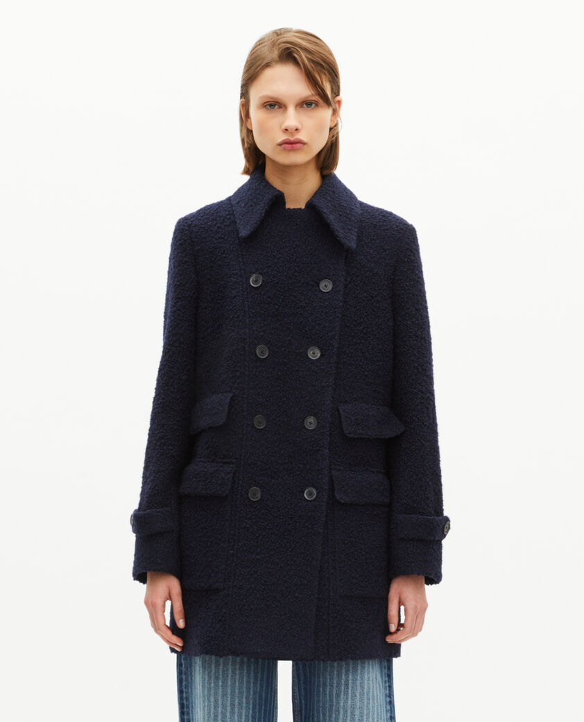 The Kooples DAMEN NAVY mantel aus bouclé-wolle in marine