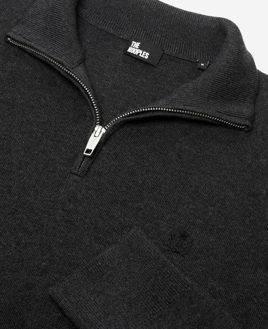 The Kooples HOMME DARK GREY MELANGE pull col camionneur double face gris