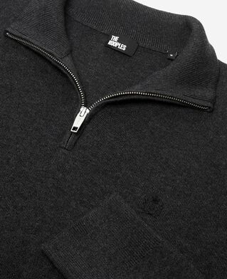 The Kooples HOMME DARK GREY MELANGE pull col camionneur double face gris