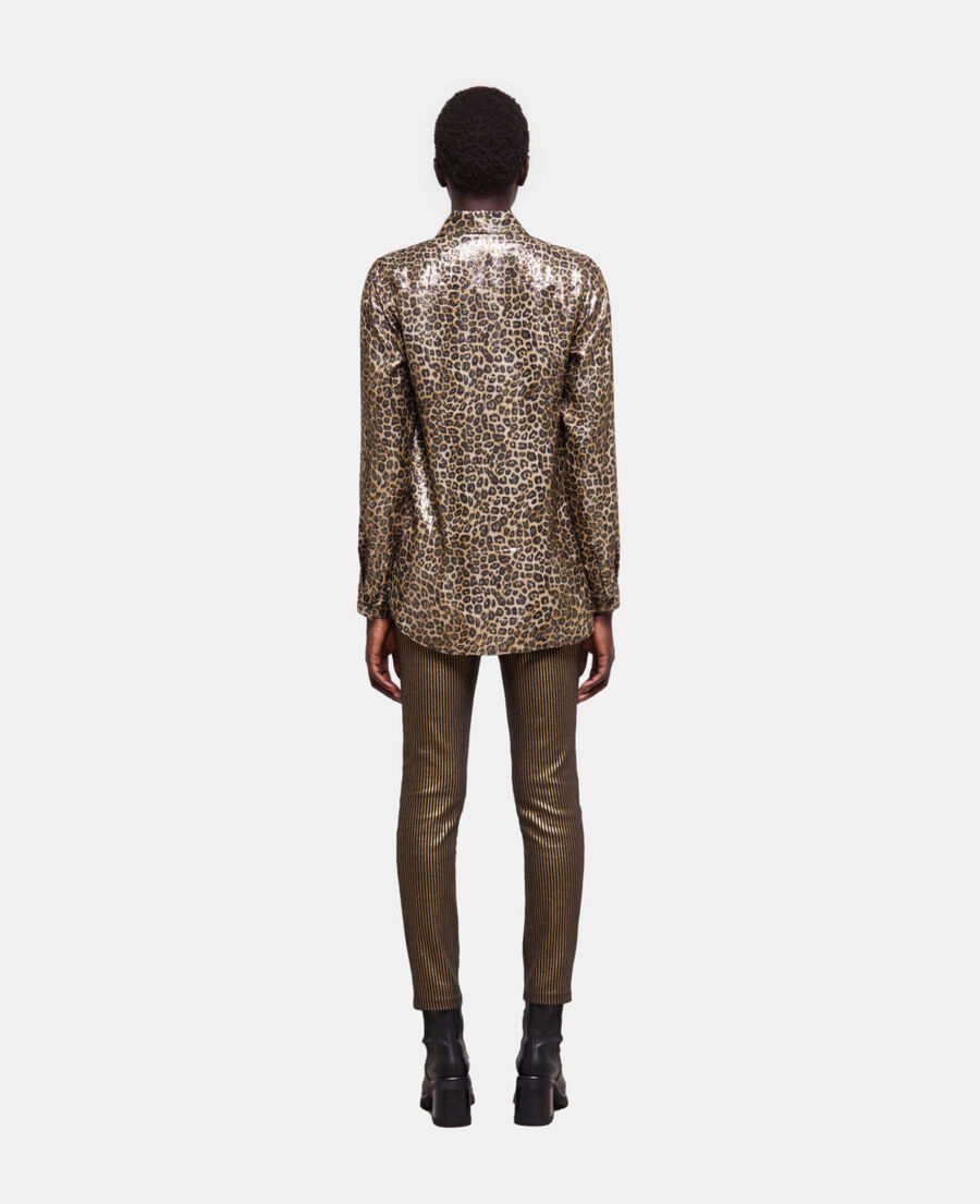 flowing leopard-print shirt